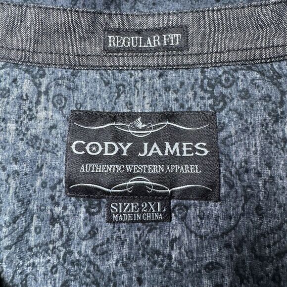 Cody James Shirt Mens 2XL Gray Paisley Western Snap Long Sleeve Cowboy Rodeo - Picture 6 of 15